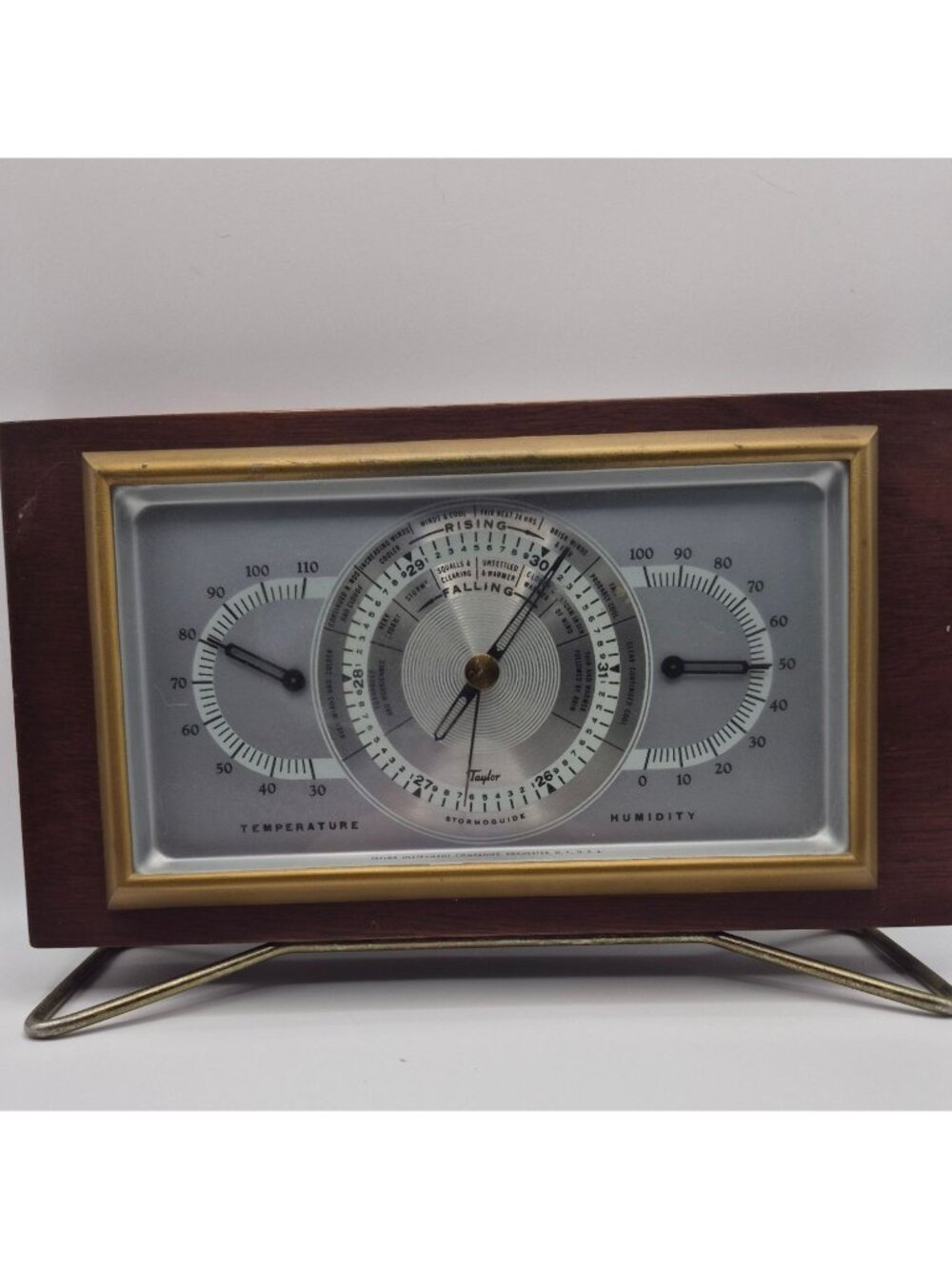Vintage Taylor Weather Station Barometer ThermometerHygrometer In Mahogany Frame